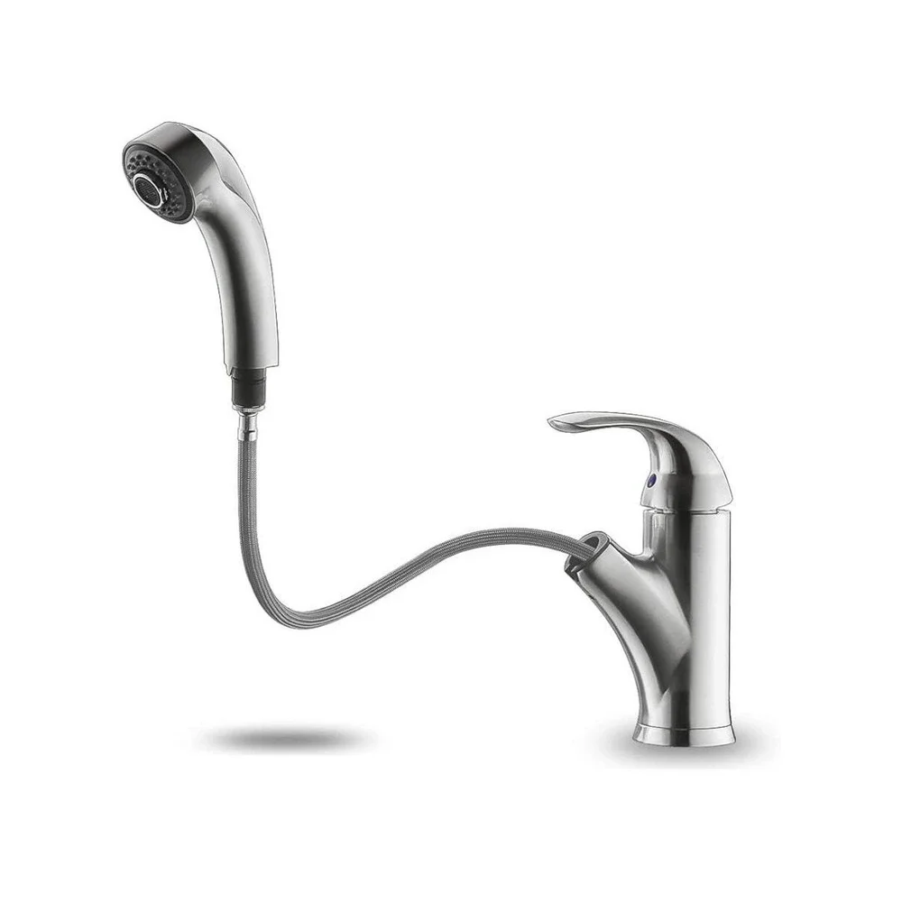 Kaiping Glamour Kitchen Faucet Single Handle Pull Out Sprayer Tap Brushed Nickel